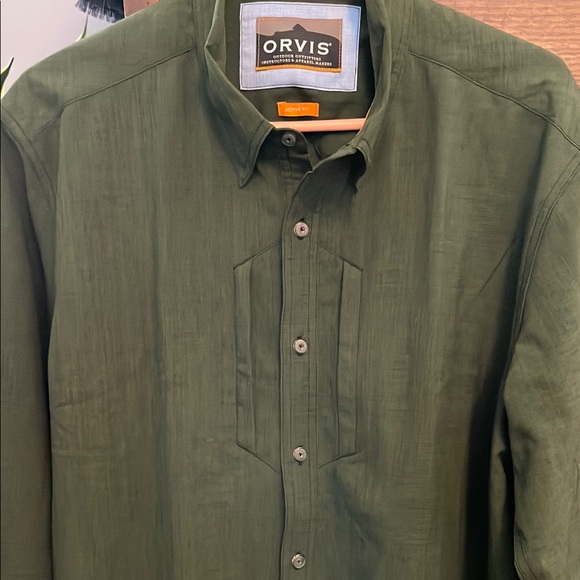 Orvis Active Fit Men's Green Dress Shirt Large - Picture 4 of 5